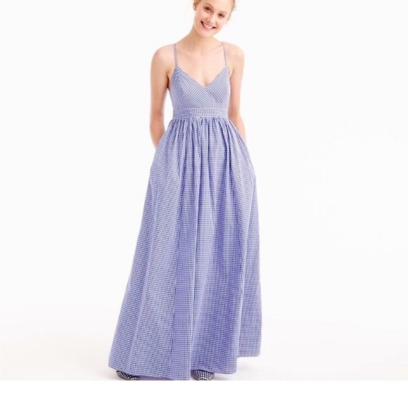 JCrew floor length gingham dress - Picture 1 of 13
